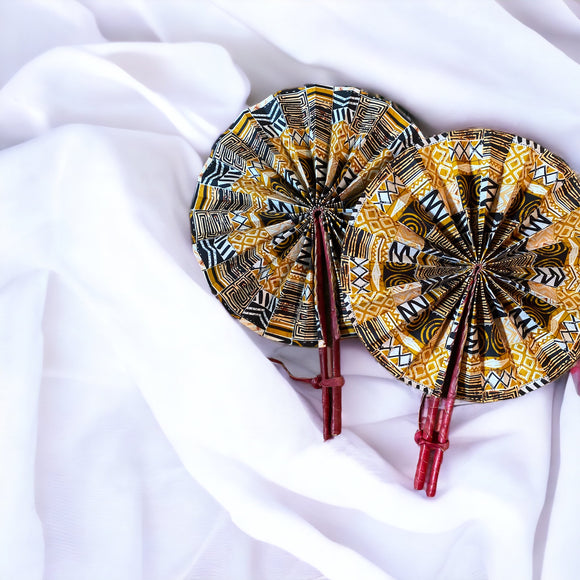 African Print Decorative Jumbo Fan PAIr