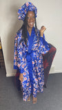 Floral Satin Robe and Bonnet set