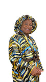 Multi Print Satin Robe and Hair Bonnet