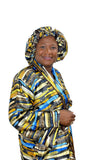 Multi Print Satin Robe and Hair Bonnet