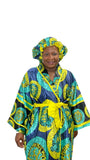 Turquoise Satin Robe and Hair Bonnet