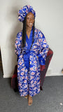 Floral Satin Robe and Bonnet set