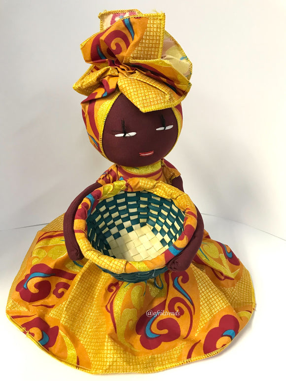 Handmade African Candy Bowl Basket Doll