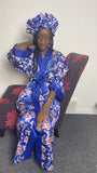 Floral Satin Robe and Bonnet set