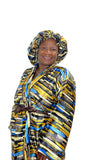 Multi Print Satin Robe and Hair Bonnet