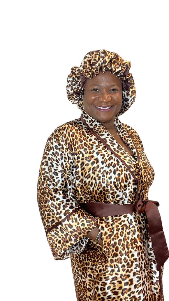 Satin Robe and Hair Bonnet