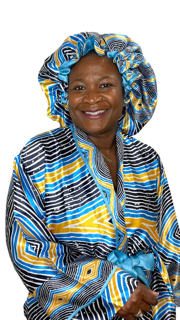 Satin Robe and Hair Bonnet