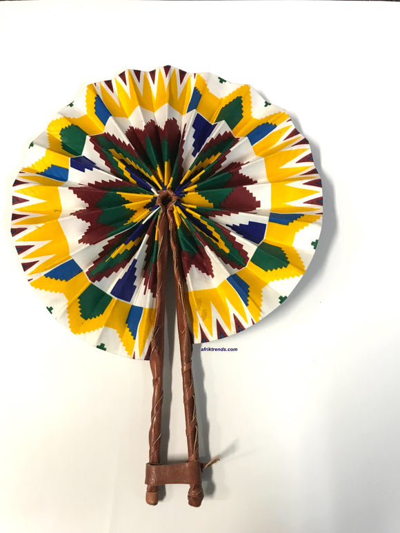 African Baoule Kente Folding Fan