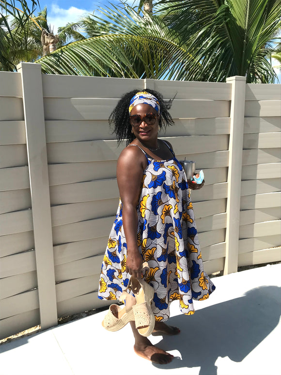 african print beach dresses African Dresses | Indigo African Print Summer Dress