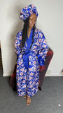 Floral Satin Robe and Bonnet set
