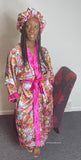 Floral Satin Robe and Bonnet