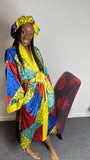 Floral Satin Robe and Bonnet