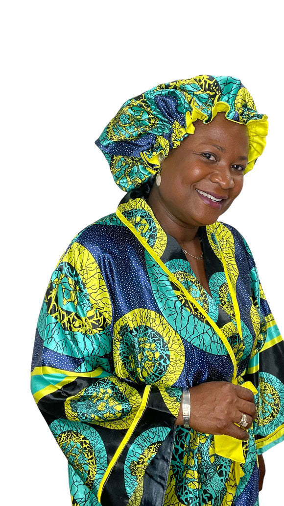 Satin Robe and Hair Bonnet