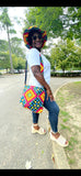Kente Brimmed Hat and Messenger Bag