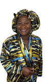Multi Print Satin Robe and Hair Bonnet