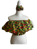 African Print Ruffle Crop Top & Headband