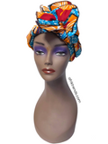 Orange African Print Full Headwrap