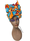 Orange African Print Full Headwrap