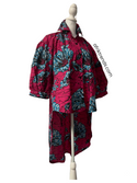 Red Blue Floral Ankara Hi-Lo button-down tunic