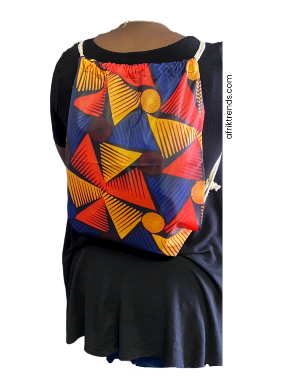 African print drawstring bag