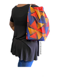 African print drawstring bag