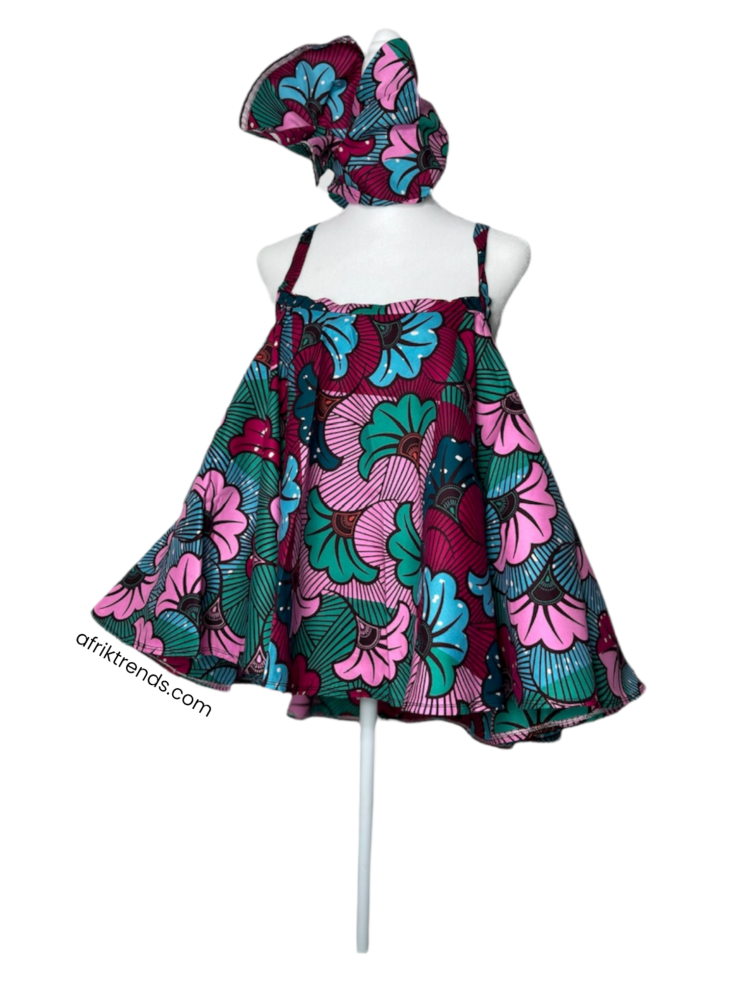 Ankara Spaghetti Strap Flowy Blouse With Matching Headwrap Ankara Spaghetti Strap Flowy Blouse With Matching Headwrap