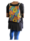 African print drawstring bag