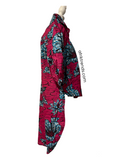 Red Blue Floral Ankara Hi-Lo button-down tunic