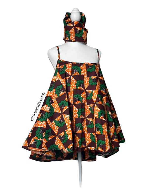 Ankara Spaghetti Strap Flowy Blouse With Matching Headwrap