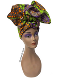 Green Ankara African Print Full Headwrap