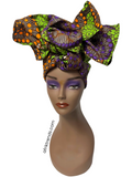 Green Ankara African Print Full Headwrap