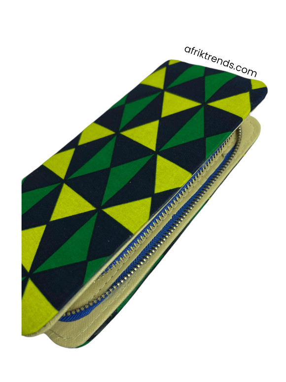 Handmade Green Yellow Ankara print wallet