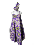 Ankara Spaghetti Strap Swing Flowy Summer With Matching Headwrap