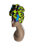 African Print Full Headwrap Checkered Ankara