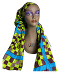 African Print Full Headwrap Checkered Ankara