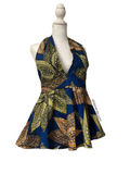 Ankara African print open back halter top with matching elastic Headband