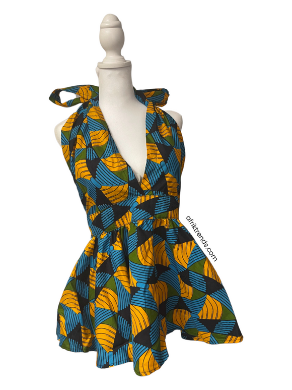 Ankara African print Open back halter top With Matching elastic Headband