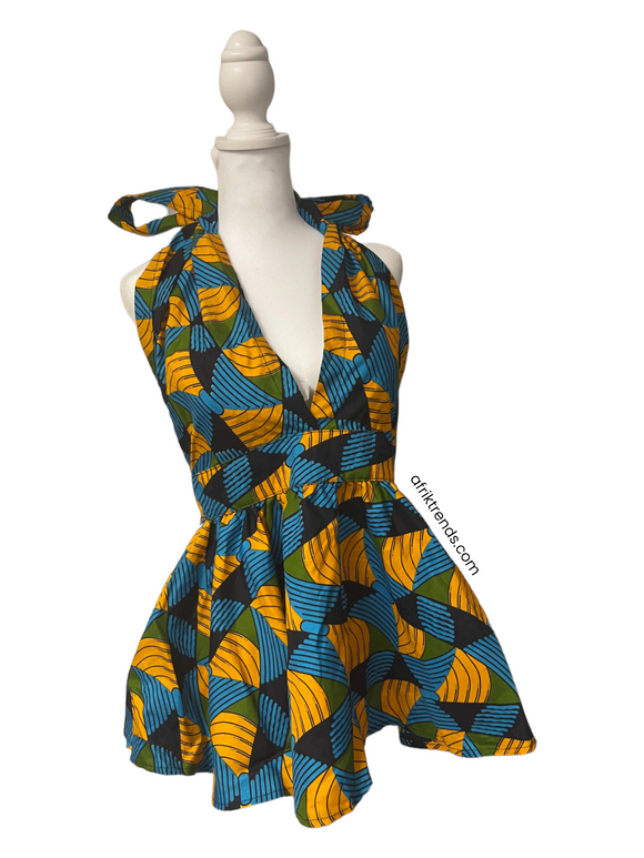 Ankara African print Open back halter top With Matching elastic Headba Afrik Trends Ankara African print Open back halter top With Matching elastic Headba Afrik Trends