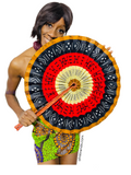 Extra large African Print Leather Hand Fan