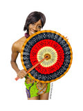 Extra large African Print Leather Hand Fan