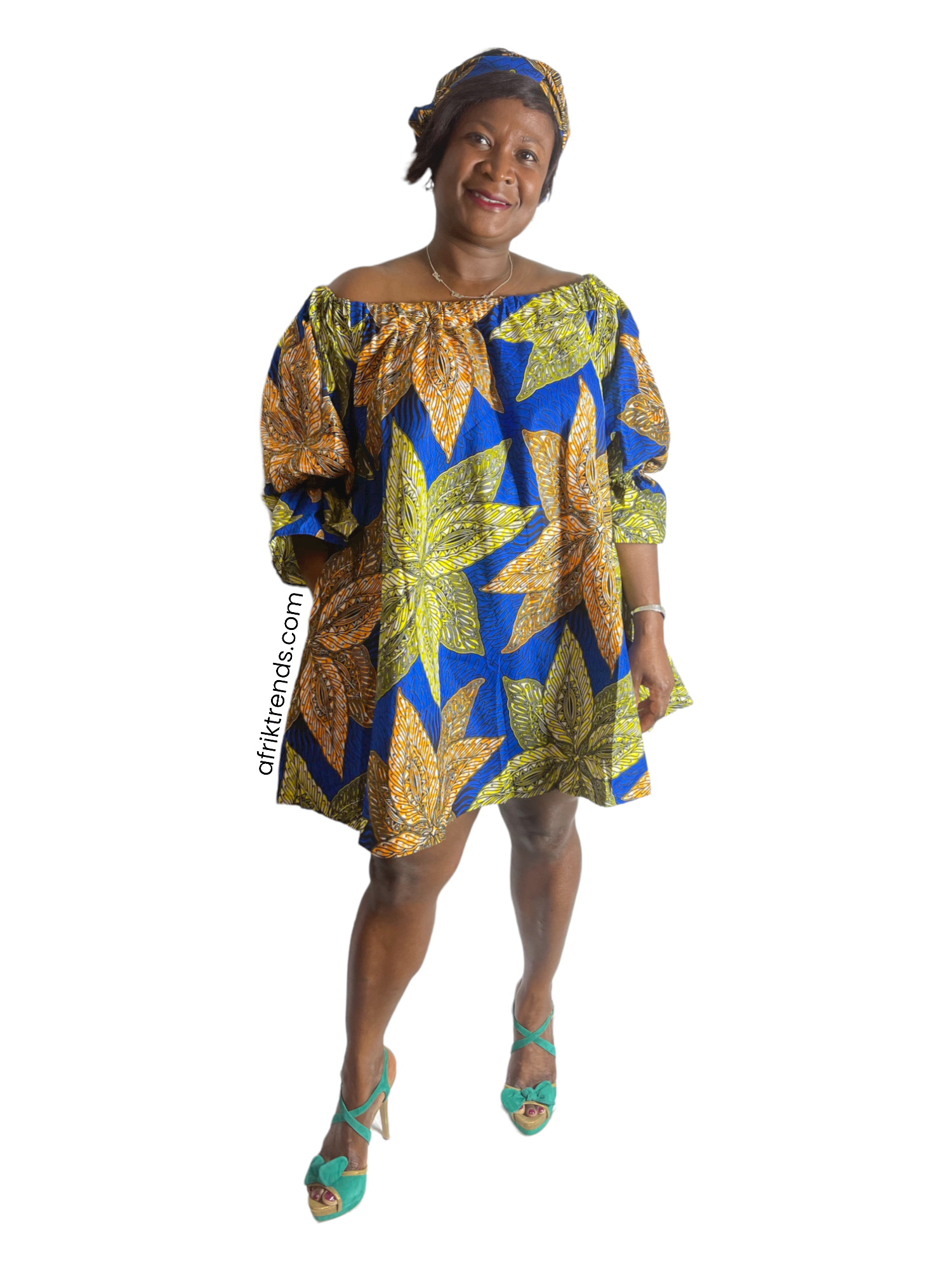YAYI African print off shoulders swing dress Afrik Trends