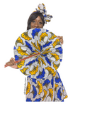 Extra large African Print Leather Hand Fan