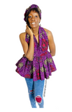 Ankara Spaghetti Strap Flowy Blouse With Matching Headwrap