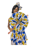 Extra large African Print Leather Hand Fan