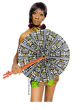 Extra large African Print Leather Hand Fan
