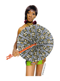 Extra large African Print Leather Hand Fan