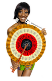 Extra large African Print Leather Hand Fan