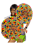 Set of 2 Extra large African Print Leather Fans