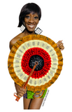 Extra large African Print Leather Hand Fan