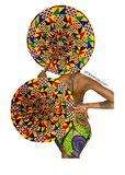 Set of 2 Extra large African Print Leather Fans